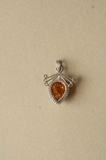 Sterling Silver Baltic Amber Necklace Pendant