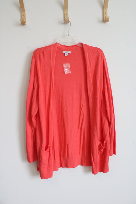 Croft & Barrow Coral Pink Lightweight Cardigan | XXL
