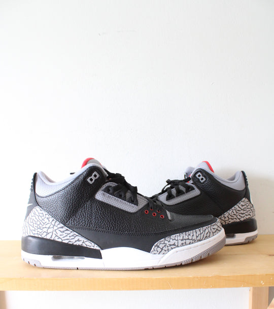 Nike Air Jordan 3 Retro OG Black Fire-Red Cement Grey Sneakers | Size 13