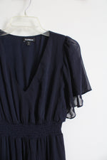 Express Navy Chiffon Maxi Dress | S