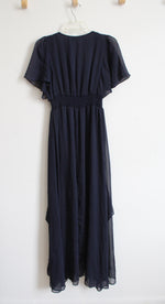 Express Navy Chiffon Maxi Dress | S