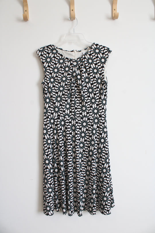 Wisp Black White & Blue Star Patterned Key Hole Dress | 8