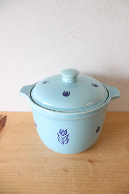 Vintage Cronin Blue Tulip Ceramic Bean Pot