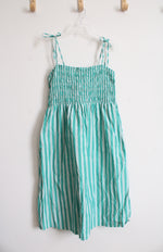 A New Day Teal Striped Ruched Cotton Dress | L