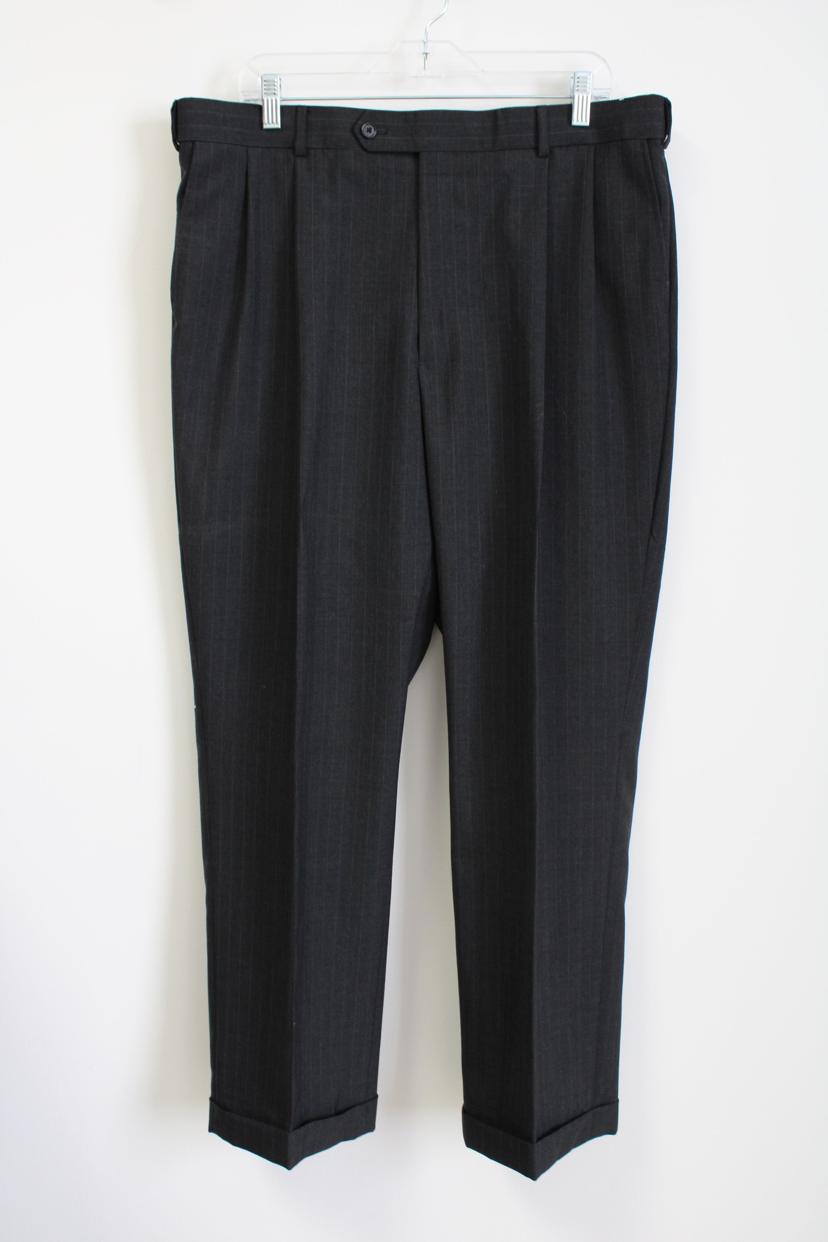 Bert Pulitzer Charcoal Gray Striped Work Pants | 36X32