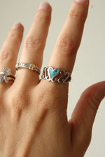 Turquoise Heart Sterling Silver Ring | Size 9
