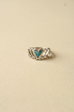 Turquoise Heart Sterling Silver Ring | Size 9