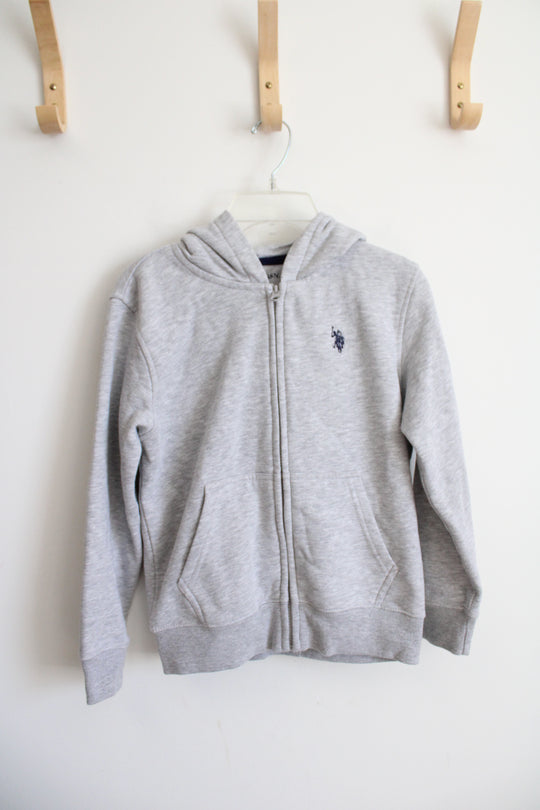 U.S. Polo Assn. Fleece Lined Gray Full Zip Jacket | Youth M (8)