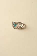 Turquoise Heart Sterling Silver Ring | Size 9