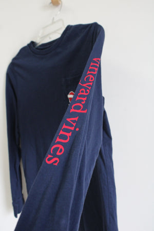Vineyard Vines Blue Pocket Christmas Long Sleeved Shirt | Youth L (16)
