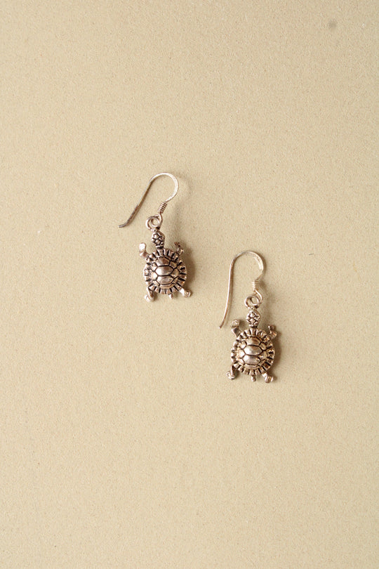 Sterling Silver Turtle Dangle Earrings