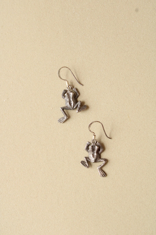 Sterling Silver Dangle Frog Earrings