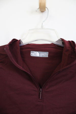 The North Face 1/4 Zip Maroon Red Striped Seamless Pullover Fitted Hoodie | M