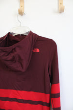 The North Face 1/4 Zip Maroon Red Striped Seamless Pullover Fitted Hoodie | M
