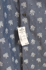 NEW Apartment 9 Slim Fit Blue Chambray with White Flowers Button-down Shirt | 34/35