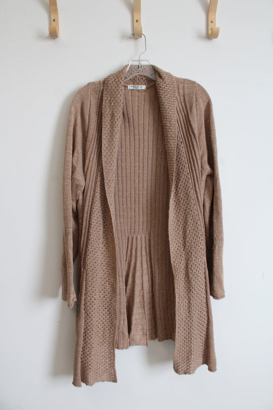 Studio Works Tan Gold Metallic Cardigan | XL