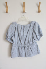 Express Light Blue Peplum Top | L