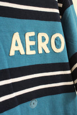 New Aeropostale Blue and Navy Striped Logo T-shirt | S