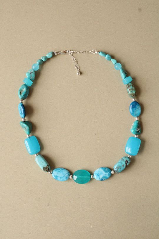 Turquoise Beaded Sterling Silver Necklace