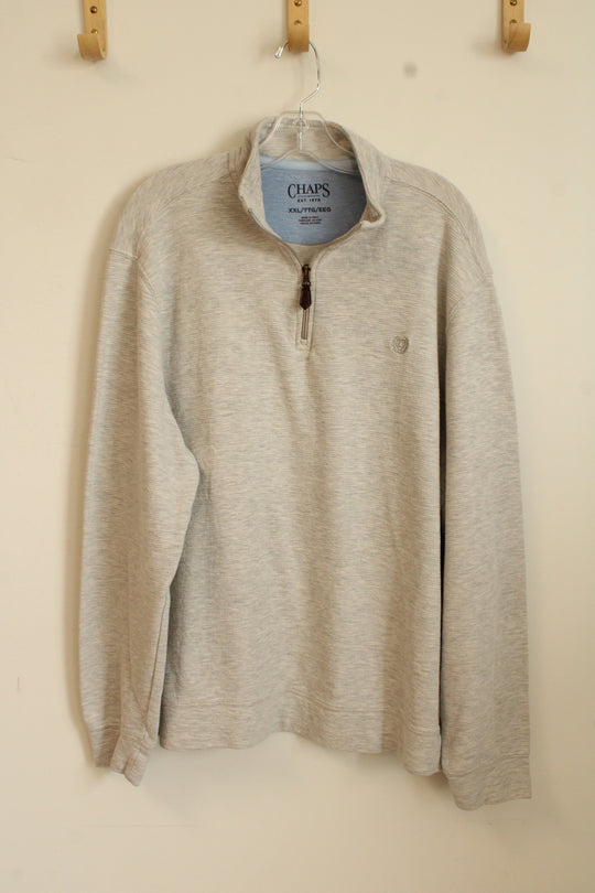 Chaps Light Gray Textured 3/4 Zip Pullover | XXL