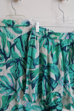 Blue Island Seafoam Green Blue & Cream Tropical Patterned Top & Shorts Set | M