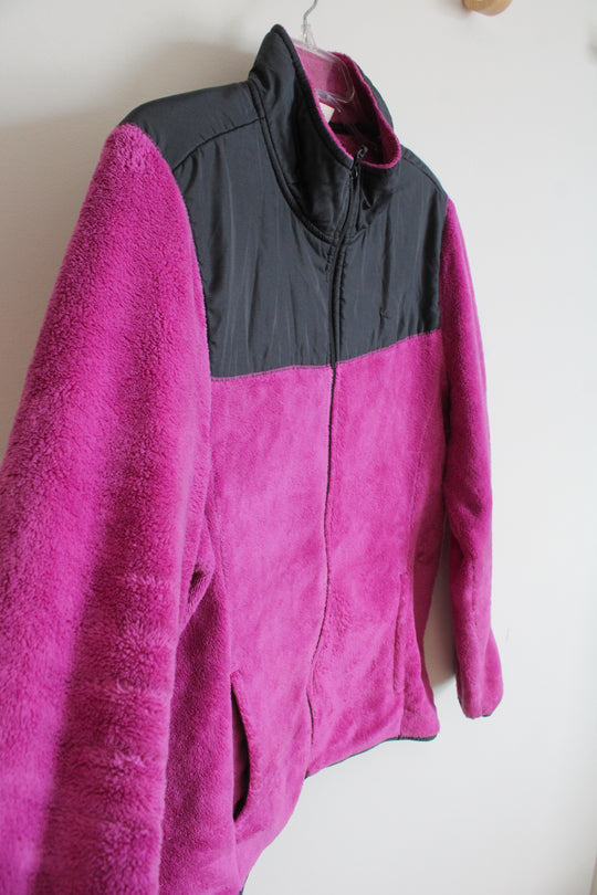 Danskin Now Pink & Gray Fuzzy Full Zip Jacket | XL