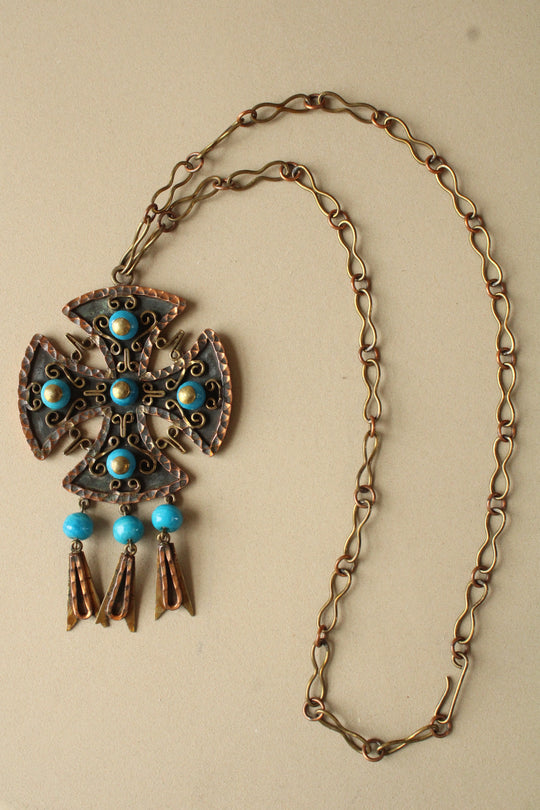 Bronze Turquoise Western Style Necklace