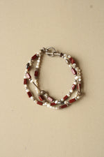 Red Jasper & Freshwater Pearl Toggle Clasp Bracelet