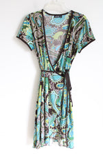 APT.9 Green Brown Paisley Wrap Dress | L