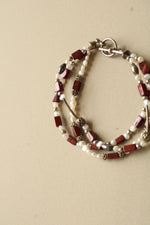 Red Jasper & Freshwater Pearl Toggle Clasp Bracelet