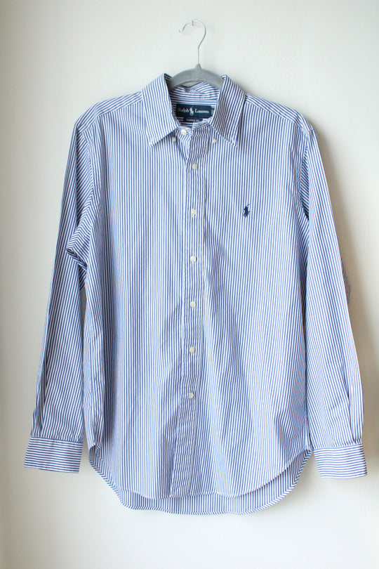 Ralph Lauren Classic Fit Blue Striped Button Down Shirt | 15 1/2 34/35