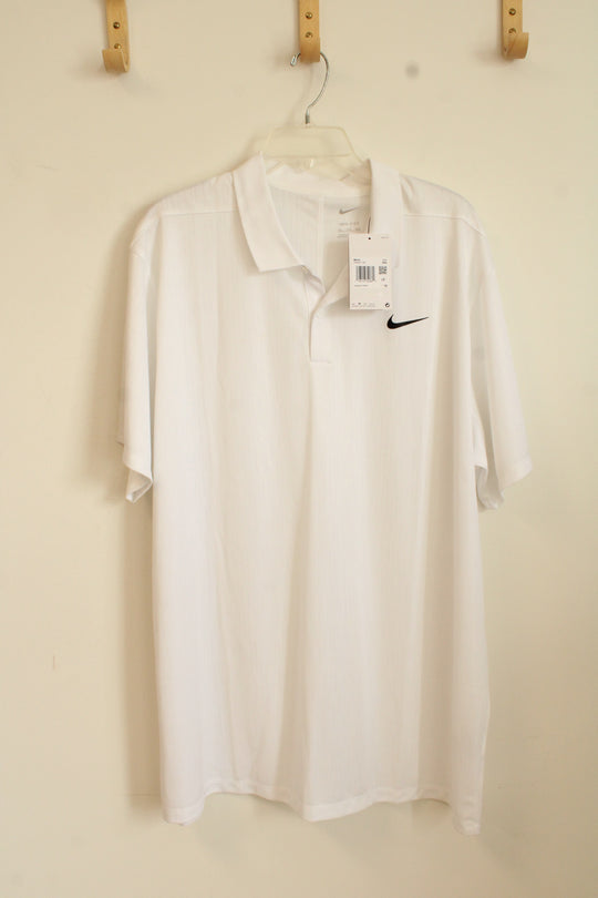 NEW Nike Dri-Fit White Athletic Polo Shirt | XXL