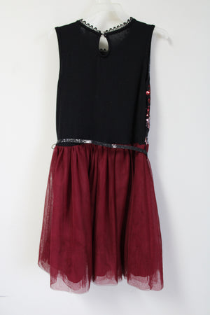 Knit Works Maroon Tulle Sequined Dress | 14