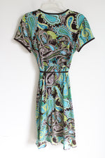 APT.9 Green Brown Paisley Wrap Dress | L