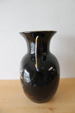 Black Floral Japanese Ceramic Vase | 8.5"