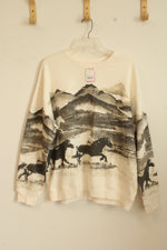 NEW Goody Two Sleeves Mountain and Horse Crewneck Sweatshirt | L