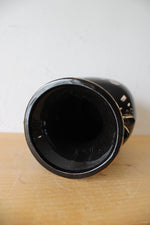 Black Floral Japanese Ceramic Vase | 8.5"