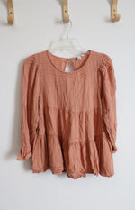 American Eagle Orange Tiered Long Sleeved Top | XS