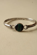 Turquoise & Onyx Sterling Silver Bangle Bracelet