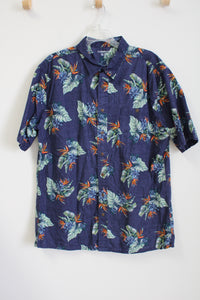 Croft & Barrow Blue Tropical Button Down Short Sleeved Shirt | XL Tall
