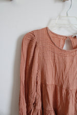 American Eagle Orange Tiered Long Sleeved Top | XS