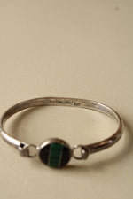 Turquoise & Onyx Sterling Silver Bangle Bracelet
