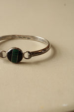 Turquoise & Onyx Sterling Silver Bangle Bracelet