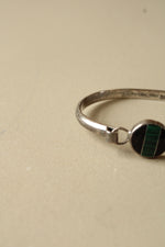 Turquoise & Onyx Sterling Silver Bangle Bracelet