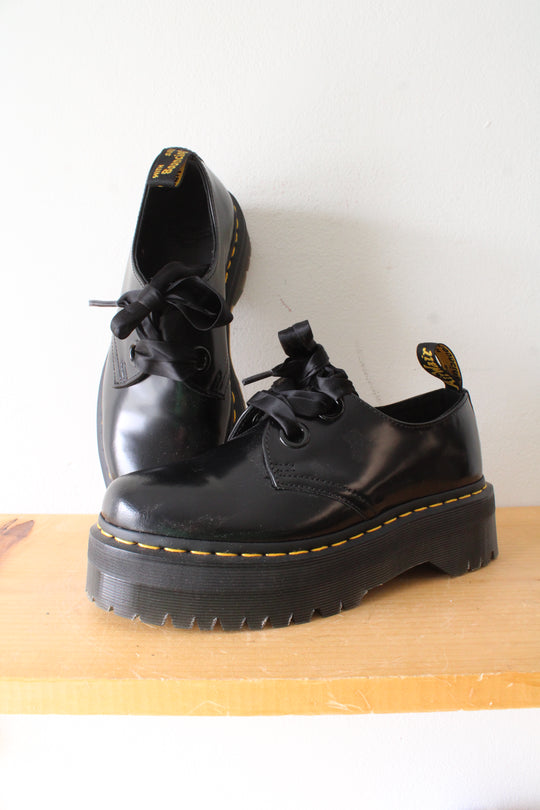 Dr. Martens Holly Black Leather Platform Oxford Shoes | Size 7