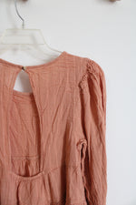 American Eagle Orange Tiered Long Sleeved Top | XS