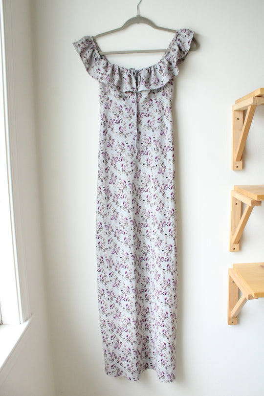 Wild Fable Gray Purple Floral Milkmaid Dress | S