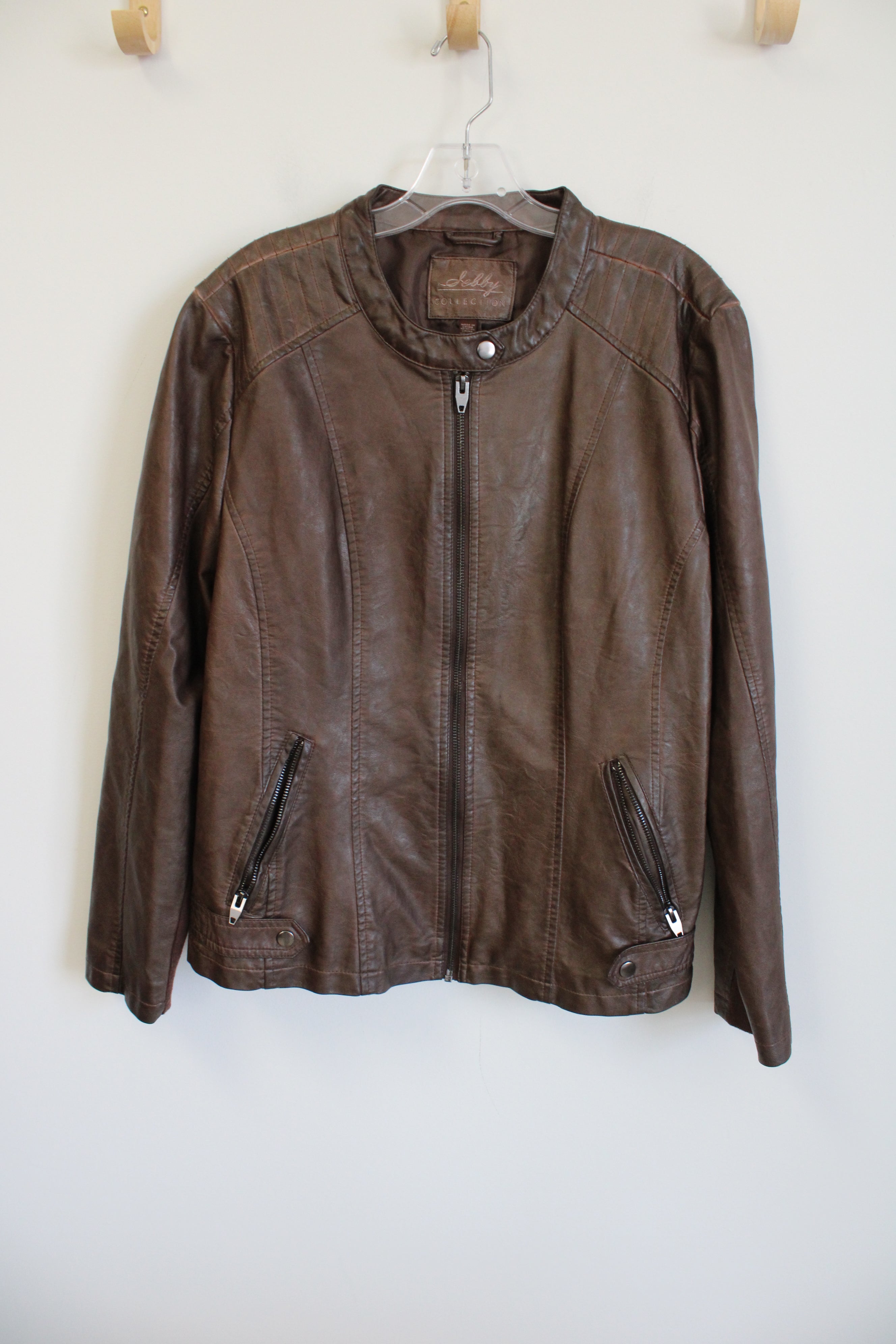 Debby Collection Brown Faux Leather Jacket | XXL