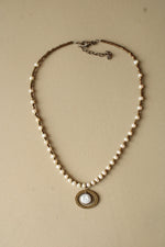 Hammered Brass Freshwater Pearl Necklace