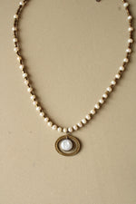 Hammered Brass Freshwater Pearl Necklace
